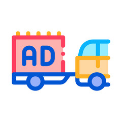 moving advertisement by car icon vector. moving advertisement by car sign. color symbol illustration