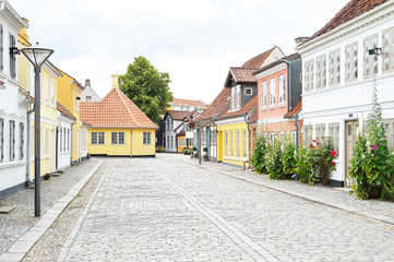 Fototapeta na wymiar HC Andersen house in Old town Odense Danmark. HC Andersen was born in this house. 