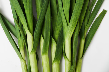fresh green garlic - close up