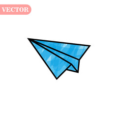 Blue and black linear paper plane icon on a white background. eps 10