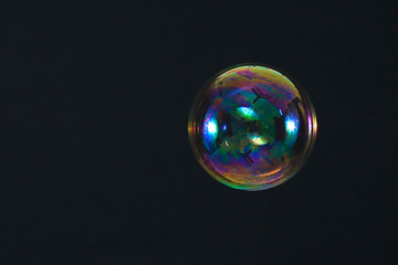 Beautiful rainbow soap bubble on a black background