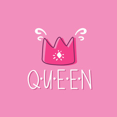 Pink crown and hand-lettering queen.