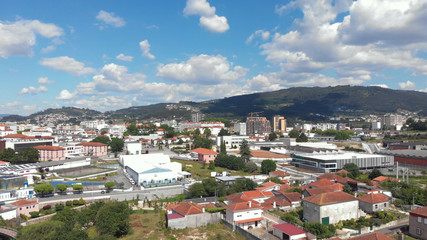 Fototapeta na wymiar Aerial panoramic cityscape view of Santo Tirso, Portugal.