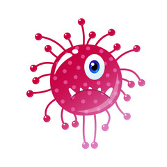 Obraz premium Coronavirus Covid-2019 Cell Icon vector illustration. Cute monster bacteria