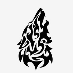 Tribal wolf head tattoo.
