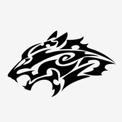 Tribal wolf head tattoo vector illustration.