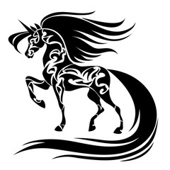 Magic unicorn silhouette vector art