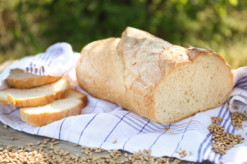 Bread on a wooden background