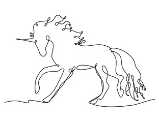 One line drawn unicorn vector illustration © SveslaTasla