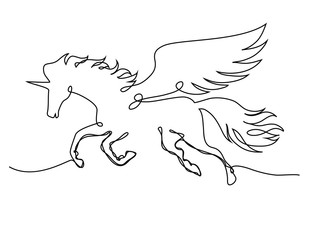 One line drawing unicorn vector illustration