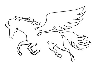 One line drawing horse vector illustration