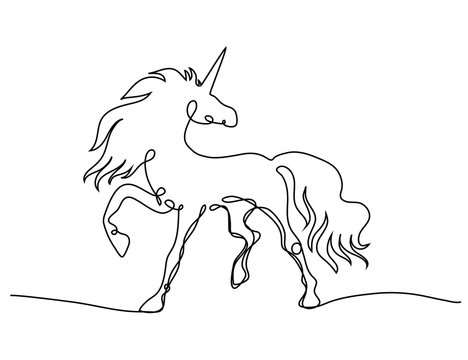 One Line Drawing Unicorn Vector Illustration