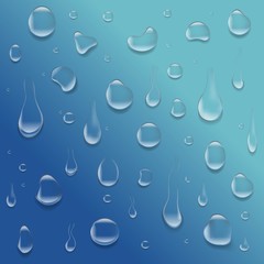 Water Drop Isolated Big Set Blue Background