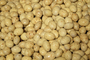 A pile of sweets as a background. Candy close-up.