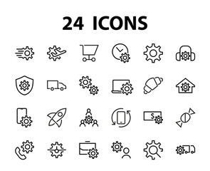  A simple set of settings and options related to Vector Line Icons. Contains icons such as set time, business, phone, and more. Editable Stroke.. 480x480