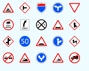 Traffic signs, stop signSet of road sign. collection of warning, priority