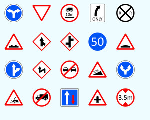Traffic signs, height limitSet of road sign. collection of warning, priority