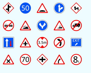 Traffic signs, weightSet of road sign. collection of warning, priority