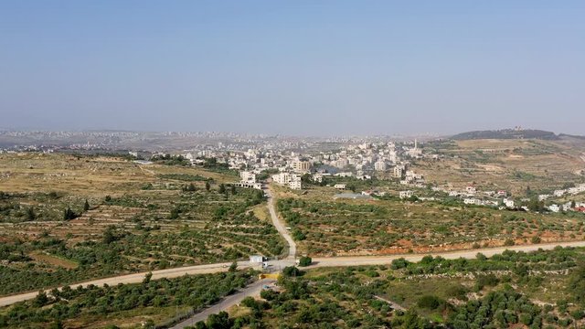 Aerial View over Palestinian Town Biddu Near Jerusalem 