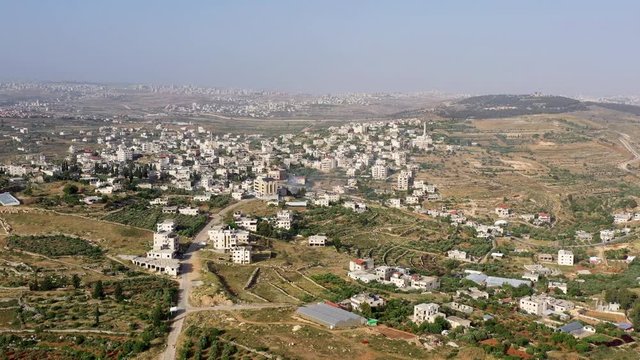 Aerial View over Palestinian Town Biddu Near Jerusalem 