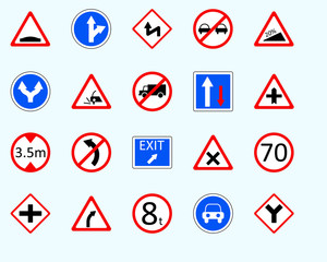 Traffic signs, justionSet of road sign. collection of warning, priority