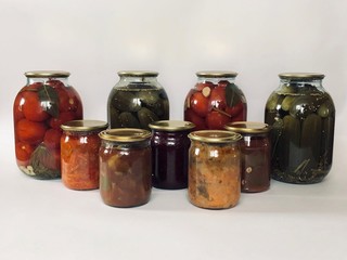 jars of preserved vegetables