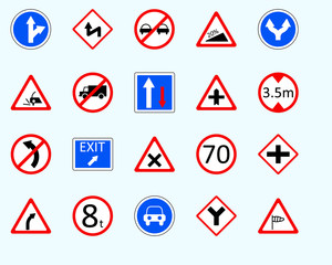 Traffic signs, windSet of road sign. collection of warning, priority
