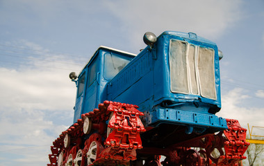Blue old russian vintage tractor 