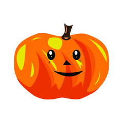 Cute cartoon pumpkin for Halloween. Pumpkin kawaii. Vector illustration. 