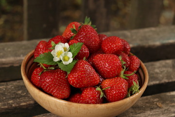 strawberries in a basket on the table