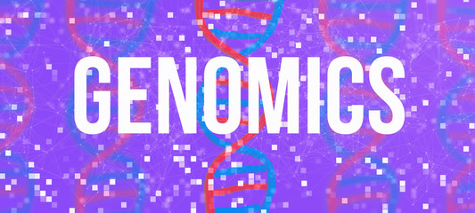 Genomics Theme with DNA and abstract network patterns