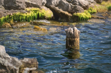 Bollard in the water