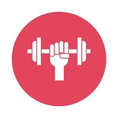 Fototapeta premium hand lifting dumbbell silhouette block style icon