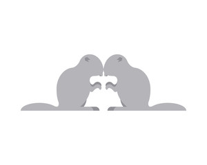 Obraz premium beavers animals rodents silhouettes icons