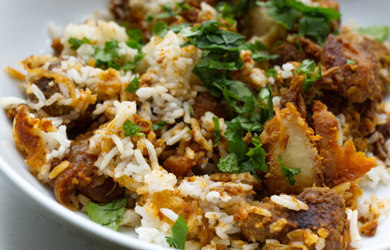 Close Up A Mauritian Lamb Biryani Dish 