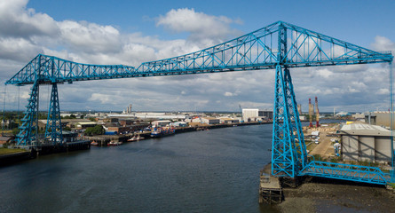 The Tees Transporter Bridge that crosses the River Tees between Middlesbrough and Stockton
