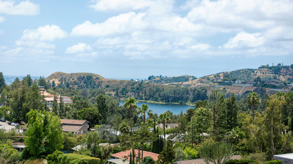 Hollywood Reservoir, lake in the hills of Hollywood, Los Angeles