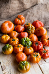 A bunch of Santorini cherry tomatoes. Group of fresh tomatoes