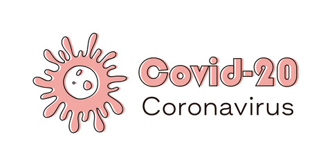 Coronavirus Bacteria Cell logo, Covid-19, Corona Virus 2020. No Infection and Stop syndrome Coronavirus Concepts. Dangerous Coronavirus Cell. Wuhan virus disease. Typography, symbol, Vector Icon