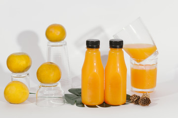 The picture of orange juice is a scene of water and orange.
