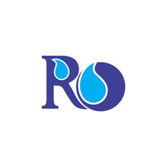 RO letter with Water drop logo design vector