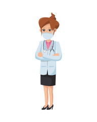 Fototapeta premium female doctor using medical mask