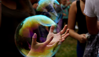 soap bubbles in hands