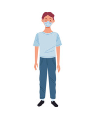 young man using medical mask character