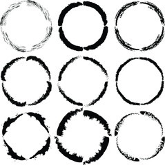 Set of black lines in circle form. Grunge style. Trendy design element for frames, logo, tattoo, sign, symbol, web, prints, posters, template and abstract background