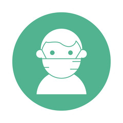 man wearing medical mask silhouette block style