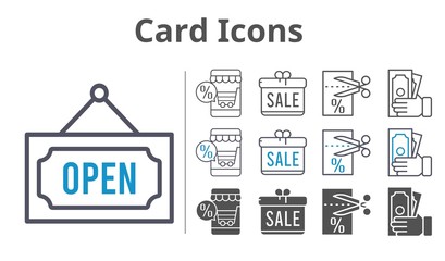 Obraz premium card icons icon set included gift, online shop, money, voucher, open icons