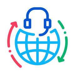 global help desk hotline icon vector. global help desk hotline sign. isolated contour symbol illustration