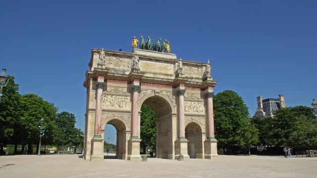 Paris, France: Deserted Carrousel Arch of Triumph during covid-19 epidemic - Paris, France