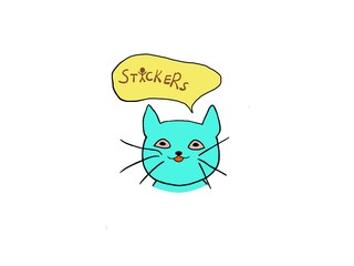 The cat thinks about stickers